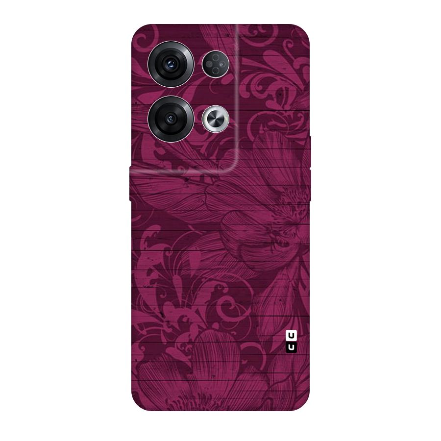 Magenta Floral Pattern Original Polycarbonate Back Case for Oppo Reno8 Pro 5G