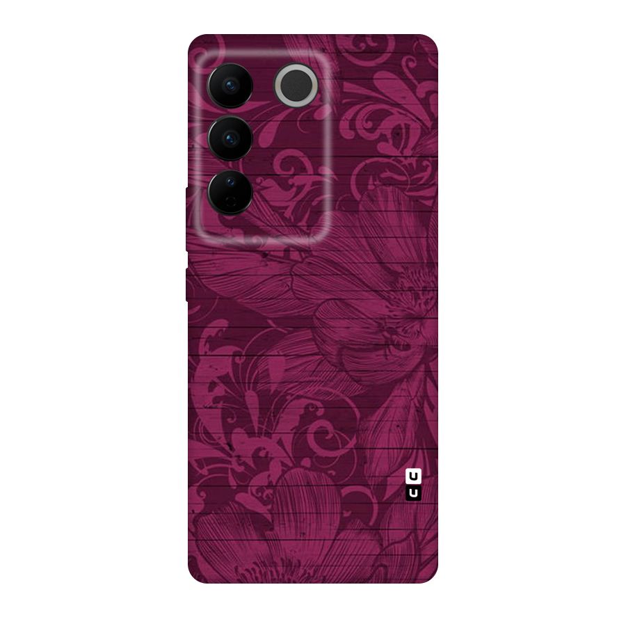 Magenta Floral Pattern Original Polycarbonate Back Case for Vivo V27