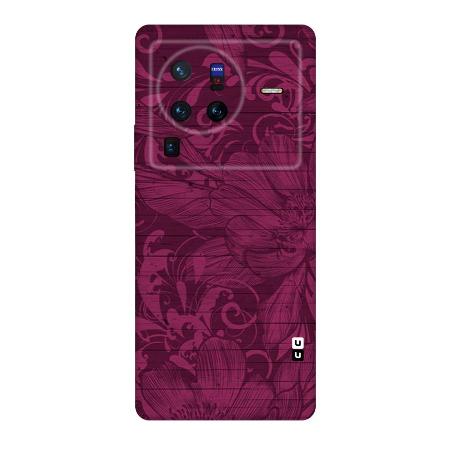 Magenta Floral Pattern Original Polycarbonate Back Case for Vivo X80