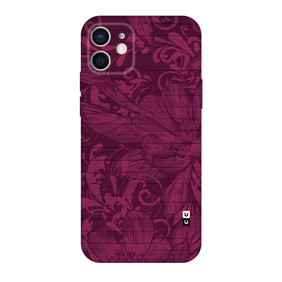 Magenta Floral Pattern Original Polycarbonate Back Case for iPhone 12