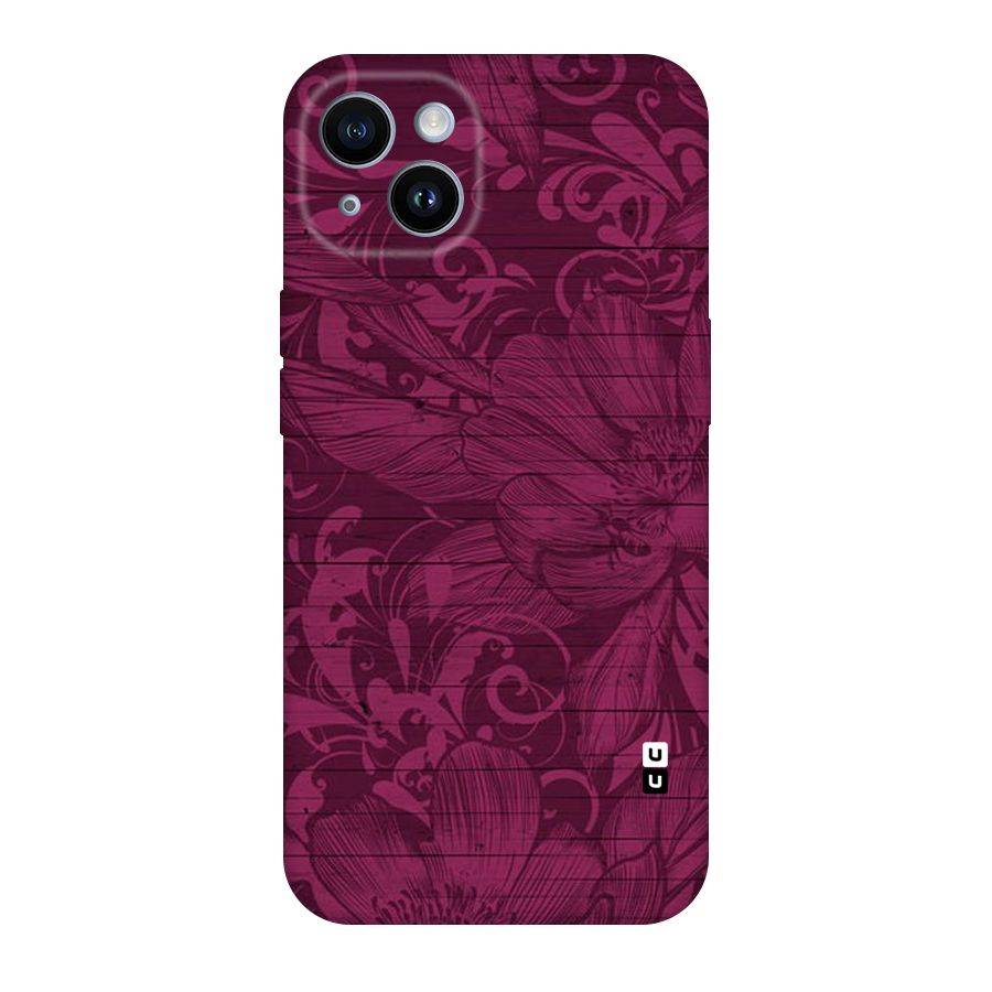 Magenta Floral Pattern Original Polycarbonate Back Case for iPhone 14