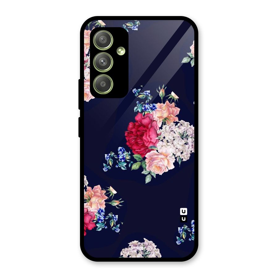 Magenta Peach Floral Glass Back Case for Galaxy A54