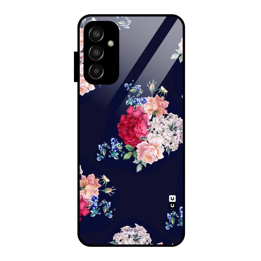 Magenta Peach Floral Glass Back Case for Galaxy F13