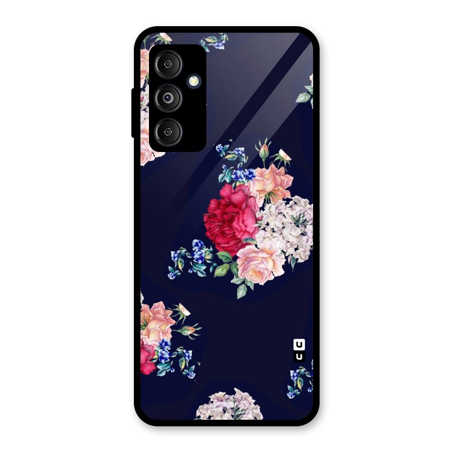 Magenta Peach Floral Glass Back Case for Galaxy M14 5G