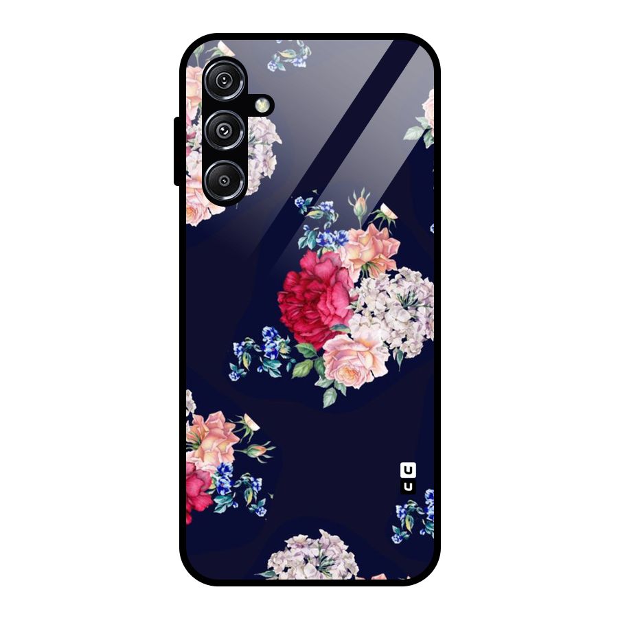 Magenta Peach Floral Glass Back Case for Galaxy M34 5G