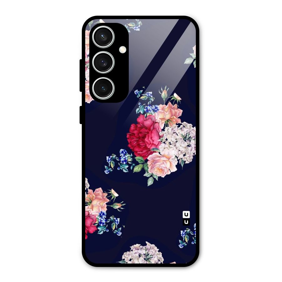 Magenta Peach Floral Glass Back Case for Galaxy S23 FE