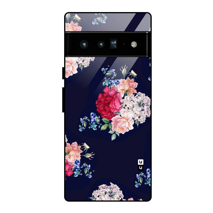 Magenta Peach Floral Glass Back Case for Google Pixel 6 Pro