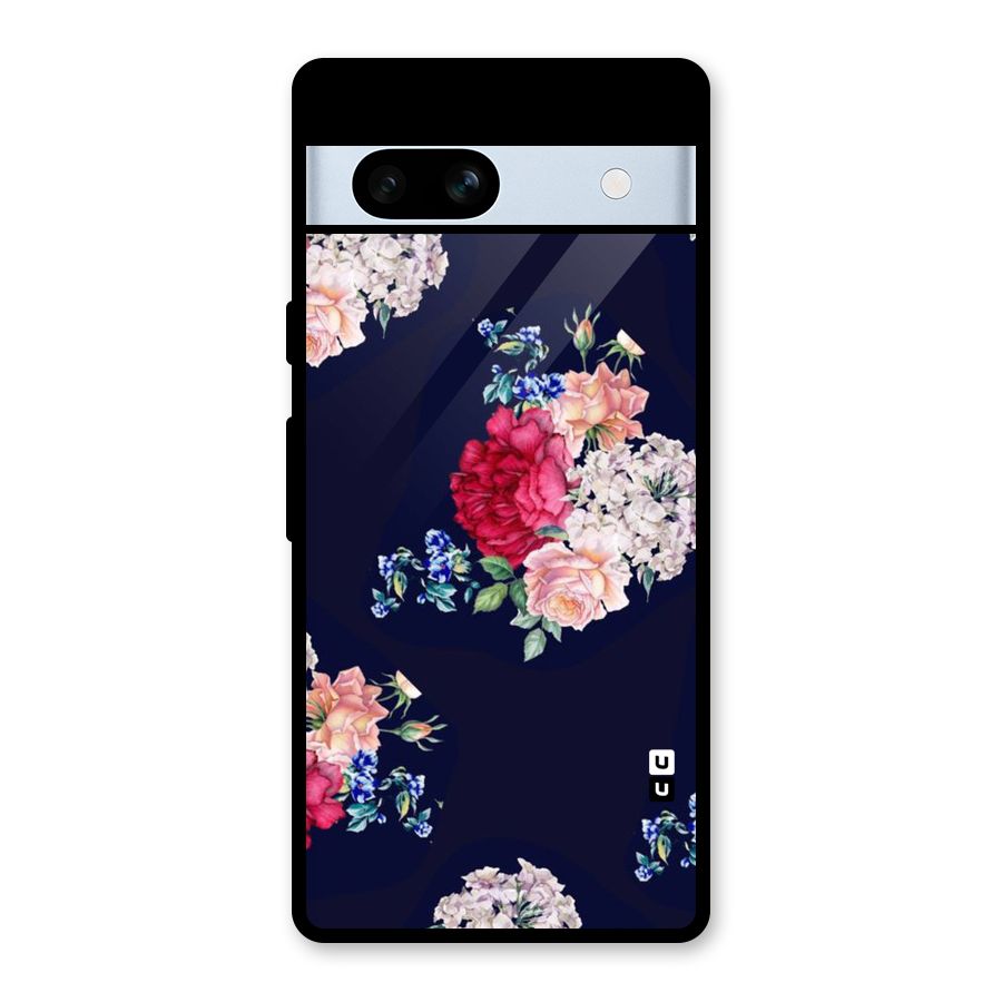 Magenta Peach Floral Glass Back Case for Google Pixel 7a