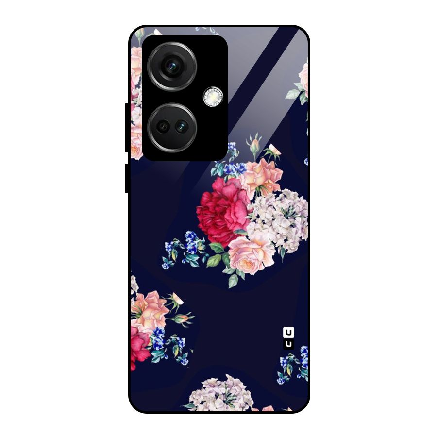 Magenta Peach Floral Glass Back Case for OnePlus Nord CE 3 5G