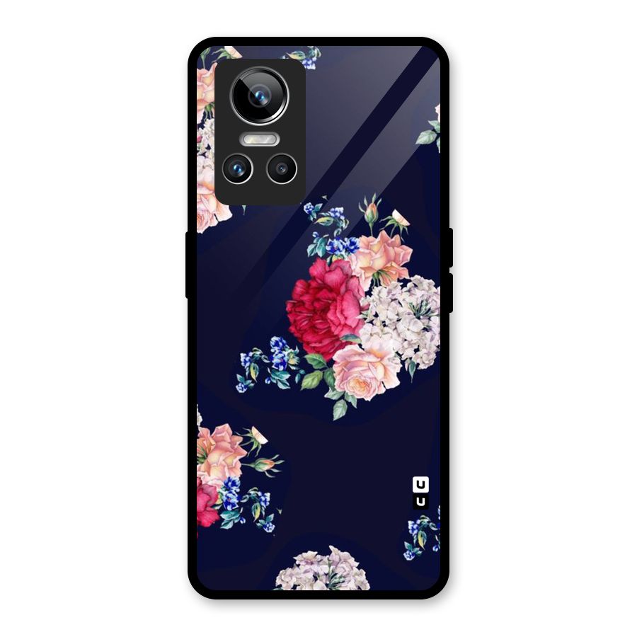 Magenta Peach Floral Glass Back Case for Realme GT Neo 3