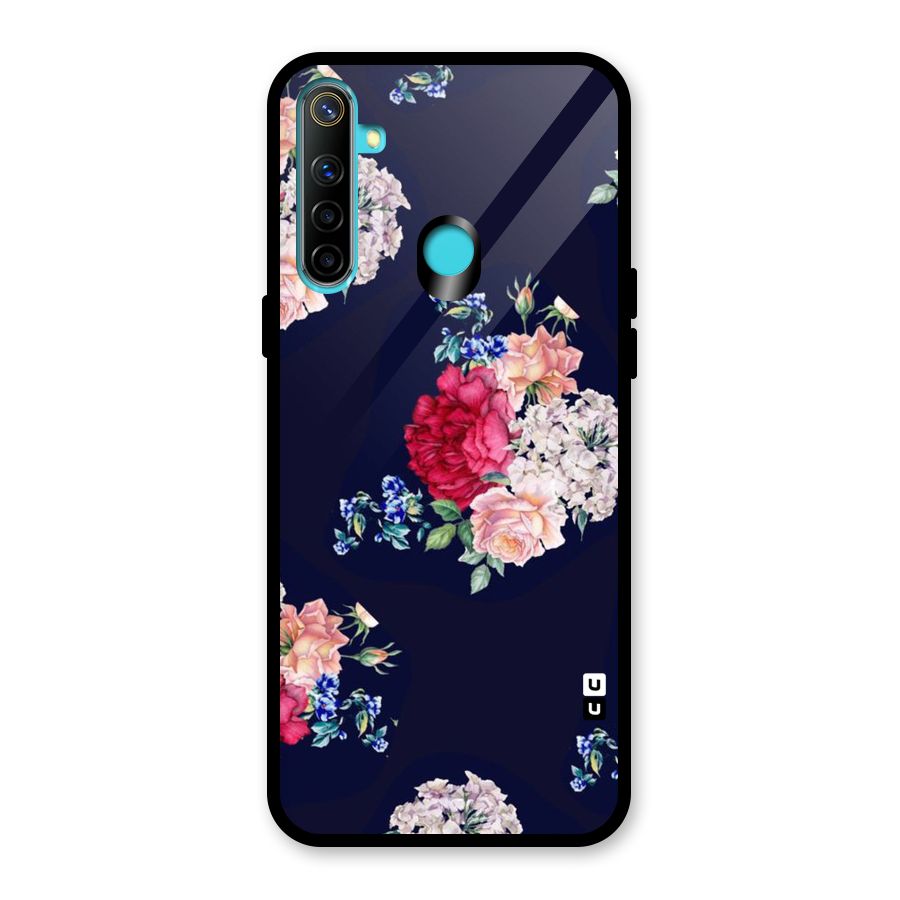 Magenta Peach Floral Glass Back Case for Realme Narzo 10
