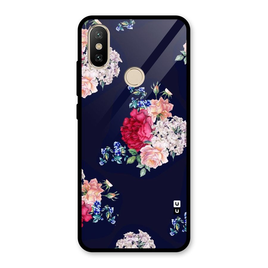 Magenta Peach Floral Glass Back Case for Redmi A2