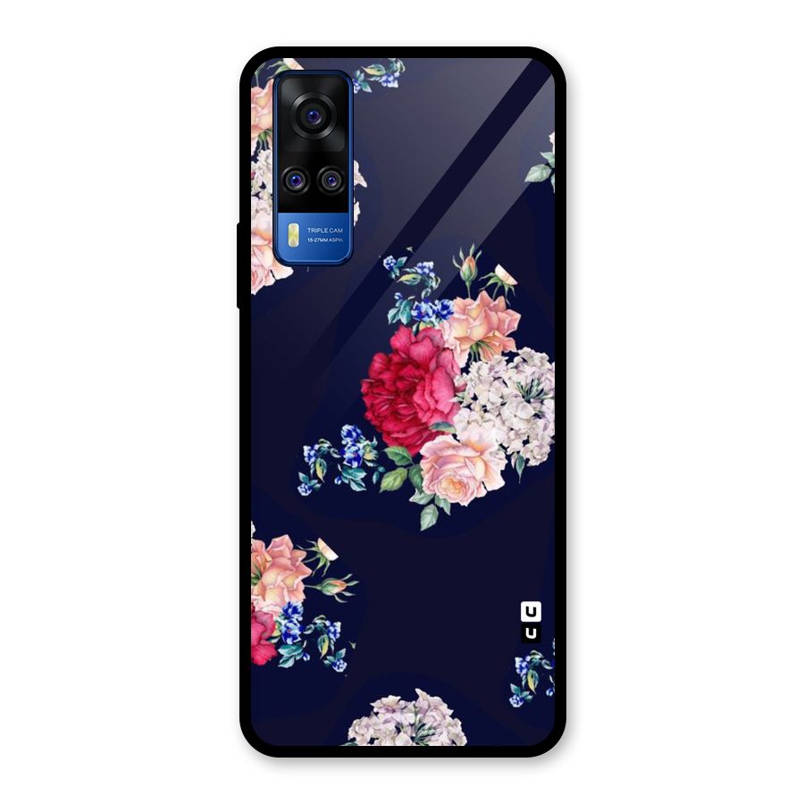 Magenta Peach Floral Glass Back Case for Vivo Y31