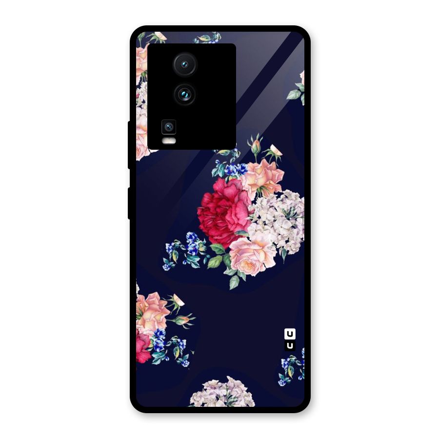Magenta Peach Floral Glass Back Case for Vivo iQOO Neo 7 Pro