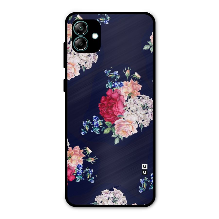Magenta Peach Floral Metal Back Case for Galaxy A04