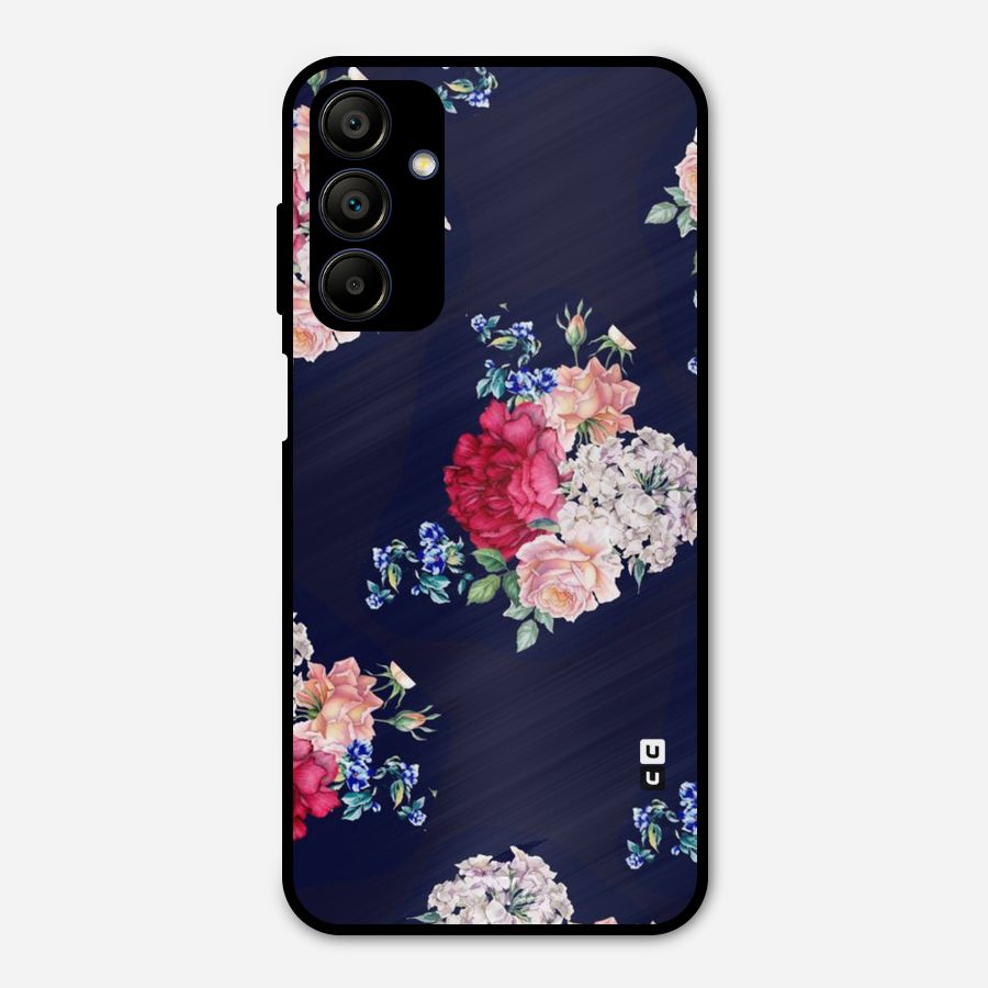 Magenta Peach Floral Metal Back Case for Galaxy A15 5G