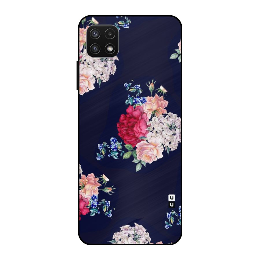 Magenta Peach Floral Metal Back Case for Galaxy A22 5G