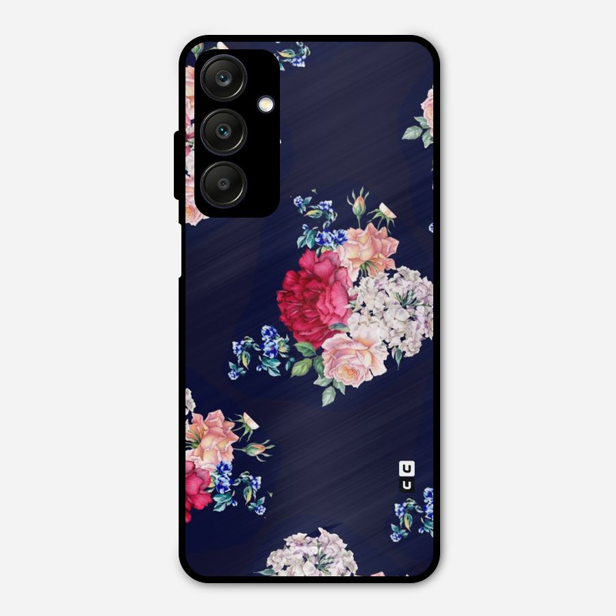 Magenta Peach Floral Metal Back Case for Galaxy A25 5G