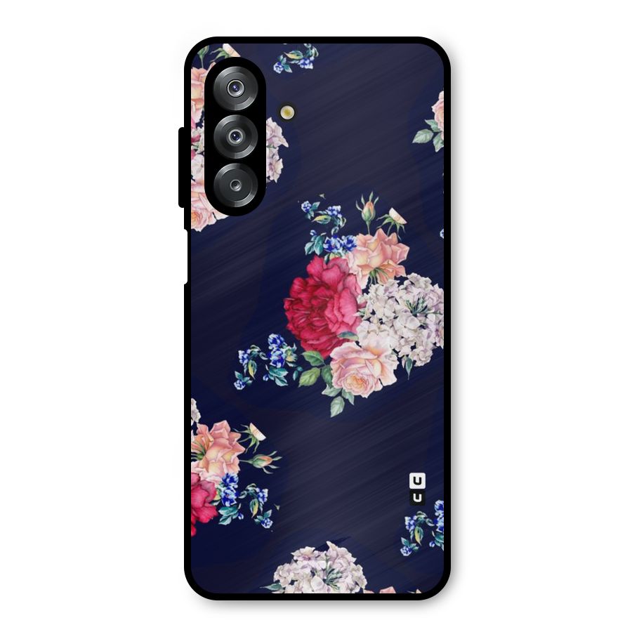 Magenta Peach Floral Metal Back Case for Galaxy A26