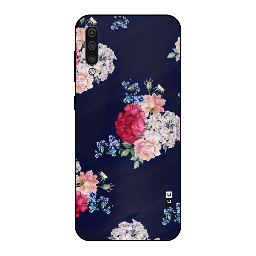 Magenta Peach Floral Metal Back Case for Galaxy A30s