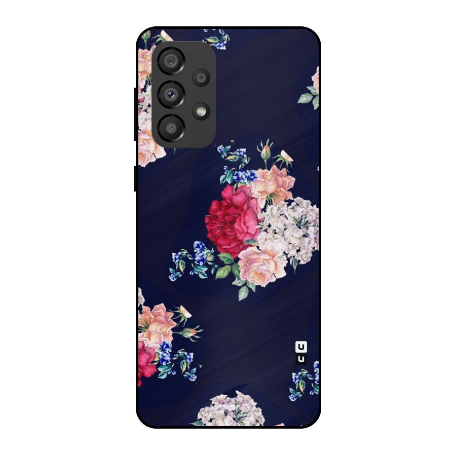 Magenta Peach Floral Metal Back Case for Galaxy A33 5G