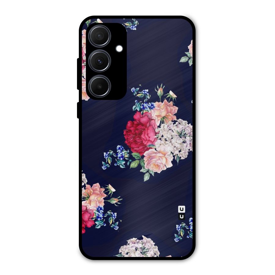 Magenta Peach Floral Metal Back Case for Galaxy A35