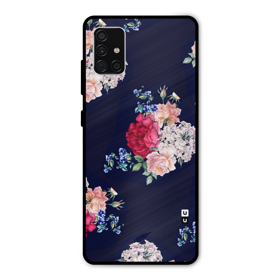 Magenta Peach Floral Metal Back Case for Galaxy A51