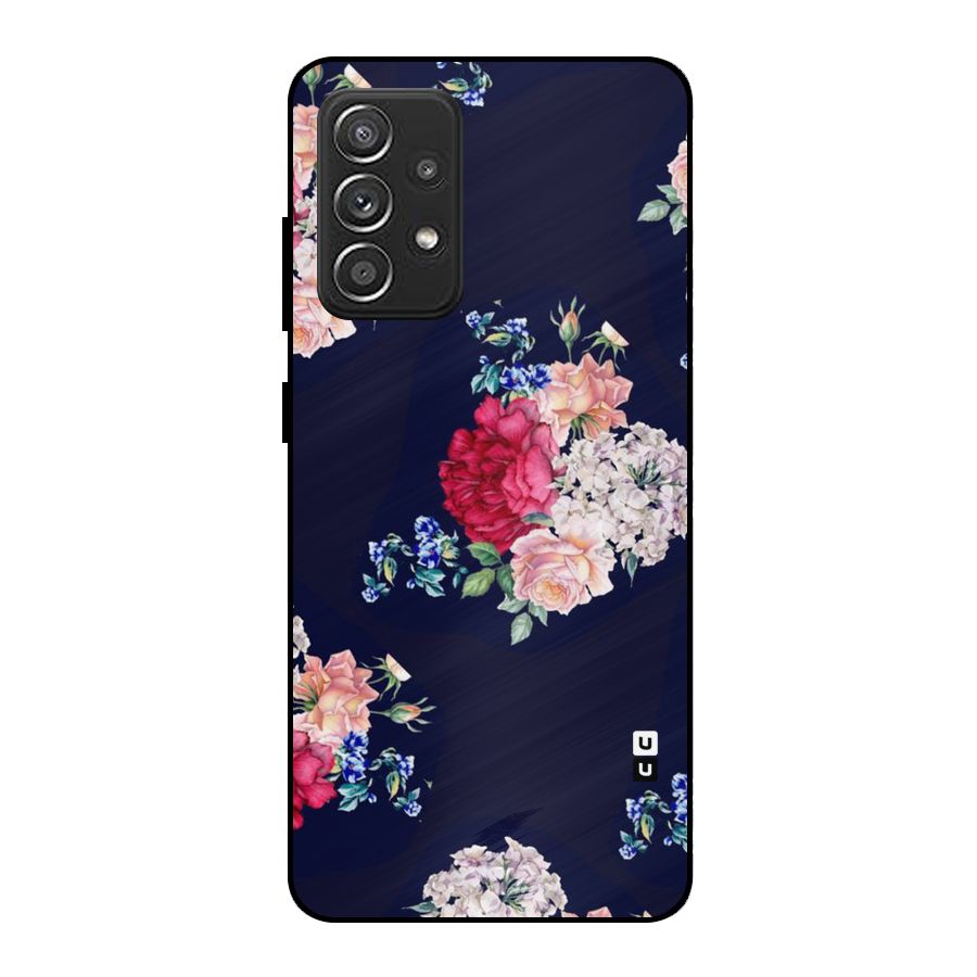 Magenta Peach Floral Metal Back Case for Galaxy A52s 5G