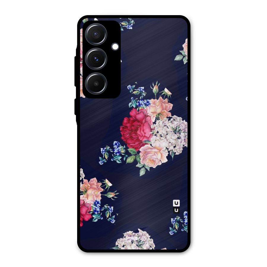Magenta Peach Floral Metal Back Case for Galaxy A55