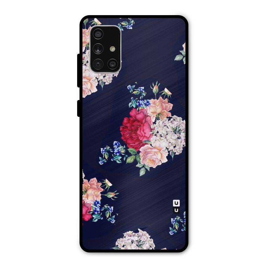 Magenta Peach Floral Metal Back Case for Galaxy A71