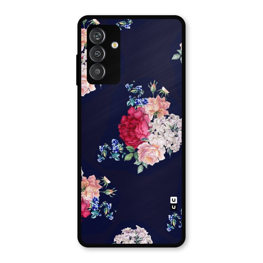 Magenta Peach Floral Metal Back Case for Galaxy F13