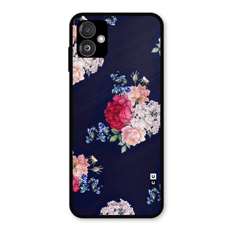 Magenta Peach Floral Metal Back Case for Galaxy F14