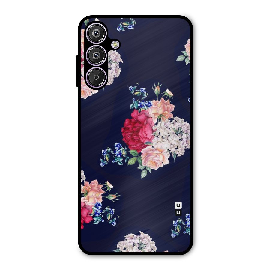 Magenta Peach Floral Metal Back Case for Galaxy F15