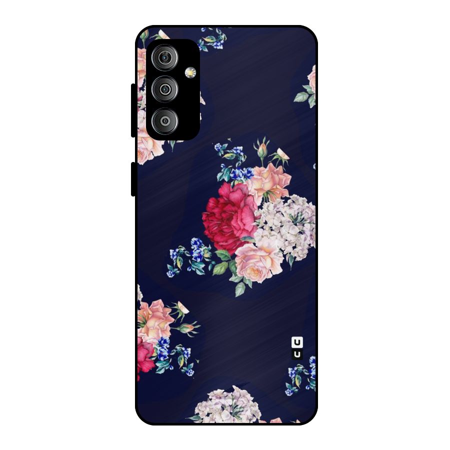 Magenta Peach Floral Metal Back Case for Galaxy F23