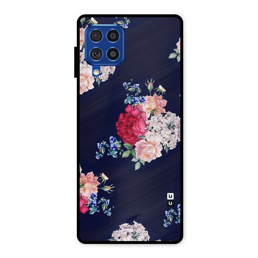 Magenta Peach Floral Metal Back Case for Galaxy F62