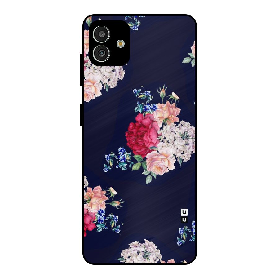 Magenta Peach Floral Metal Back Case for Galaxy M13 5G