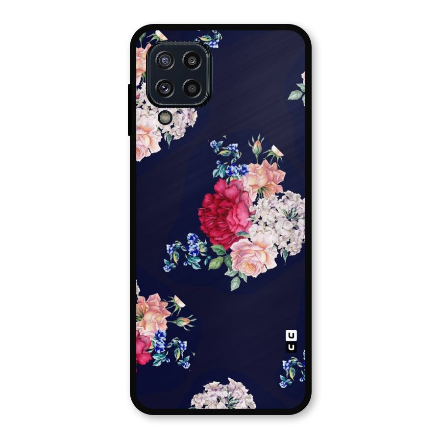 Magenta Peach Floral Metal Back Case for Galaxy M32