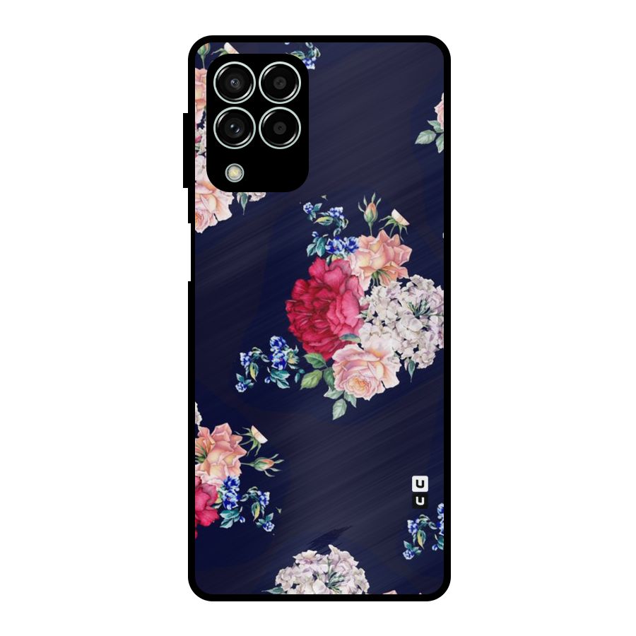 Magenta Peach Floral Metal Back Case for Galaxy M33