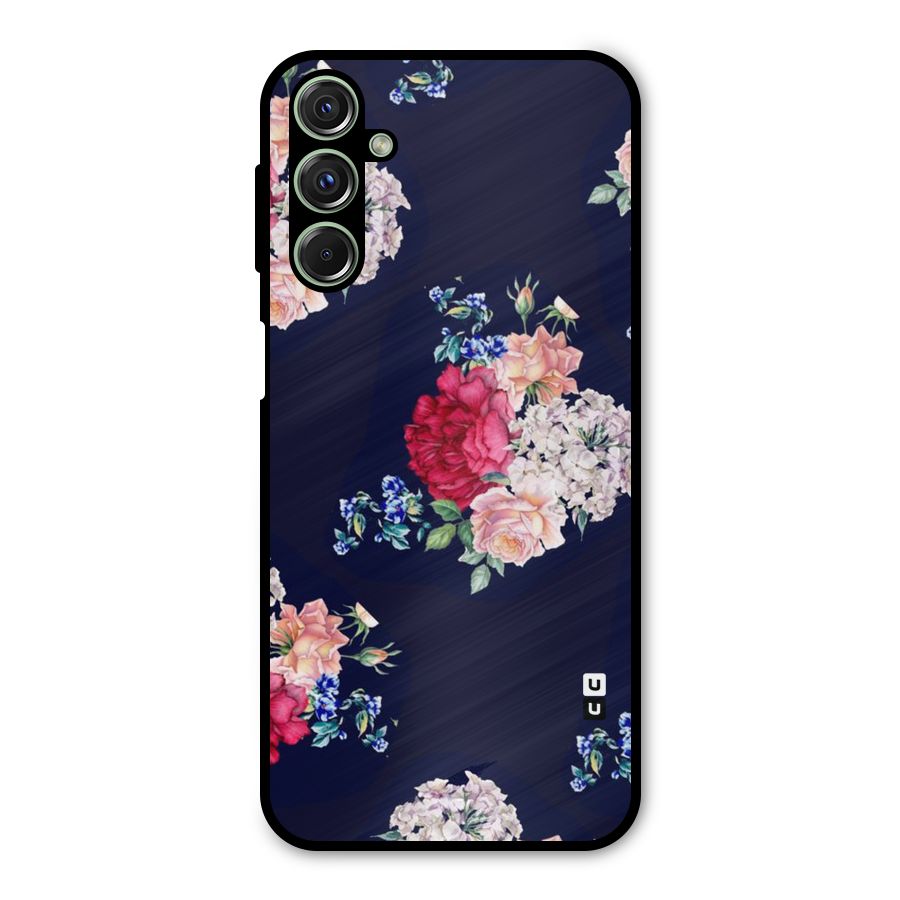 Magenta Peach Floral Metal Back Case for Galaxy M34
