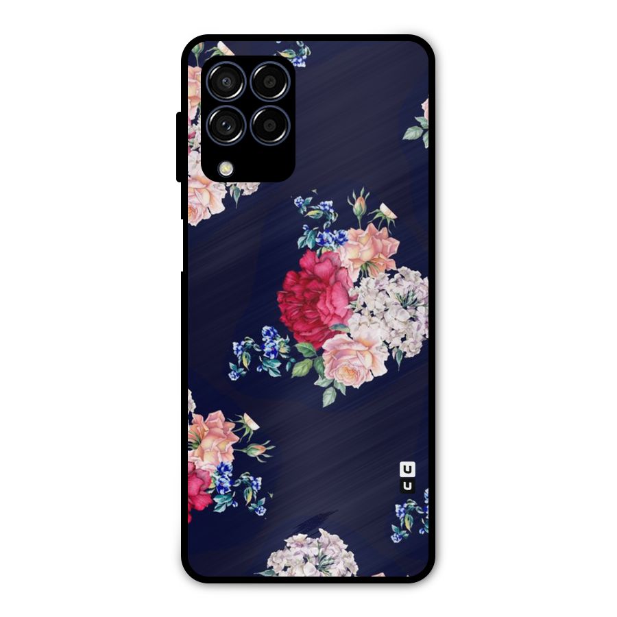 Magenta Peach Floral Metal Back Case for Galaxy M53 5G