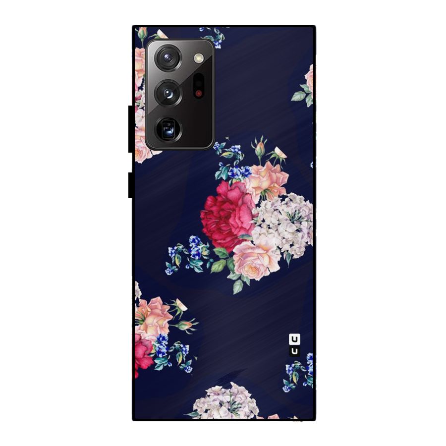 Magenta Peach Floral Metal Back Case for Galaxy Note 20 Ultra