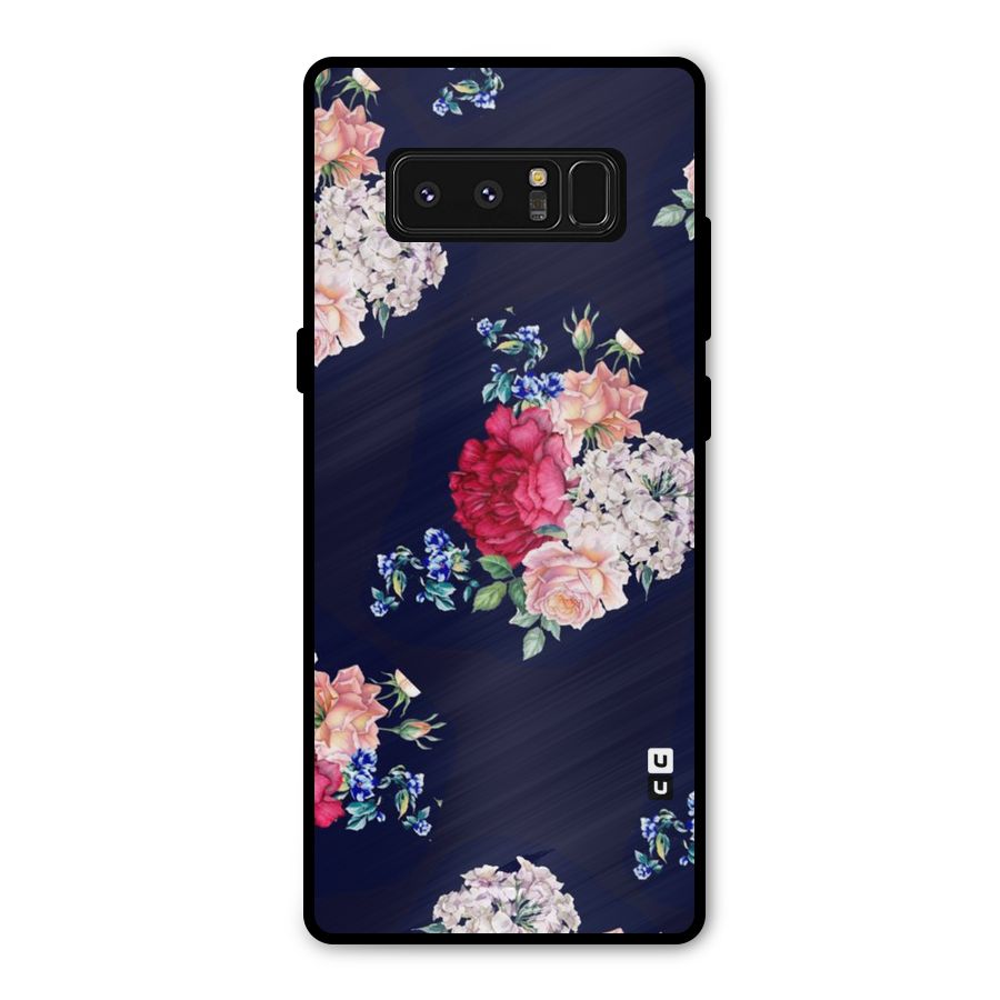 Magenta Peach Floral Metal Back Case for Galaxy Note 8