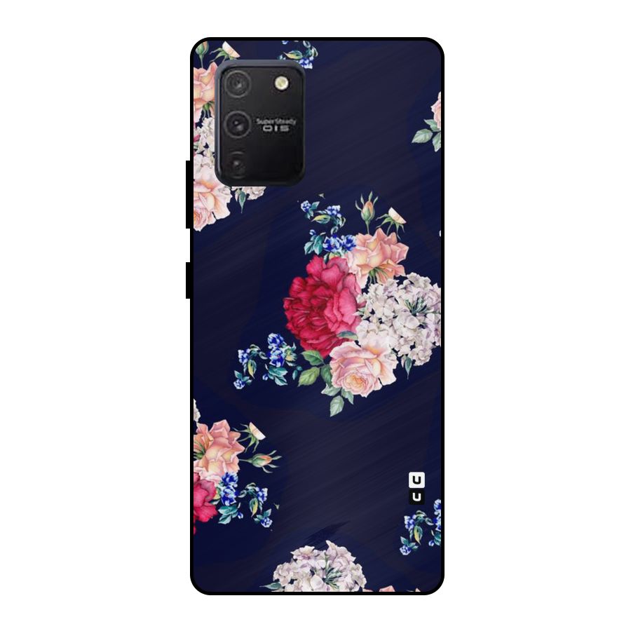 Magenta Peach Floral Metal Back Case for Galaxy S10 Lite
