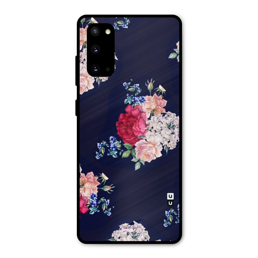 Magenta Peach Floral Metal Back Case for Galaxy S20