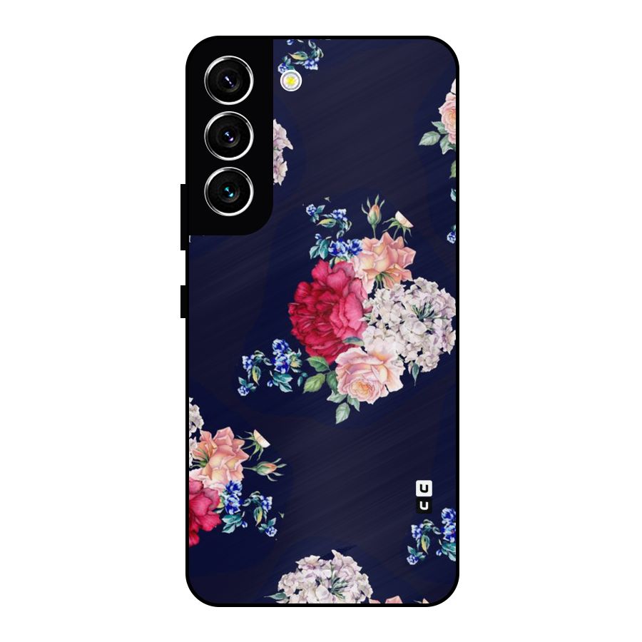 Magenta Peach Floral Metal Back Case for Galaxy S22 5G
