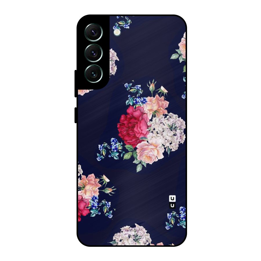 Magenta Peach Floral Metal Back Case for Galaxy S22 Plus 5G