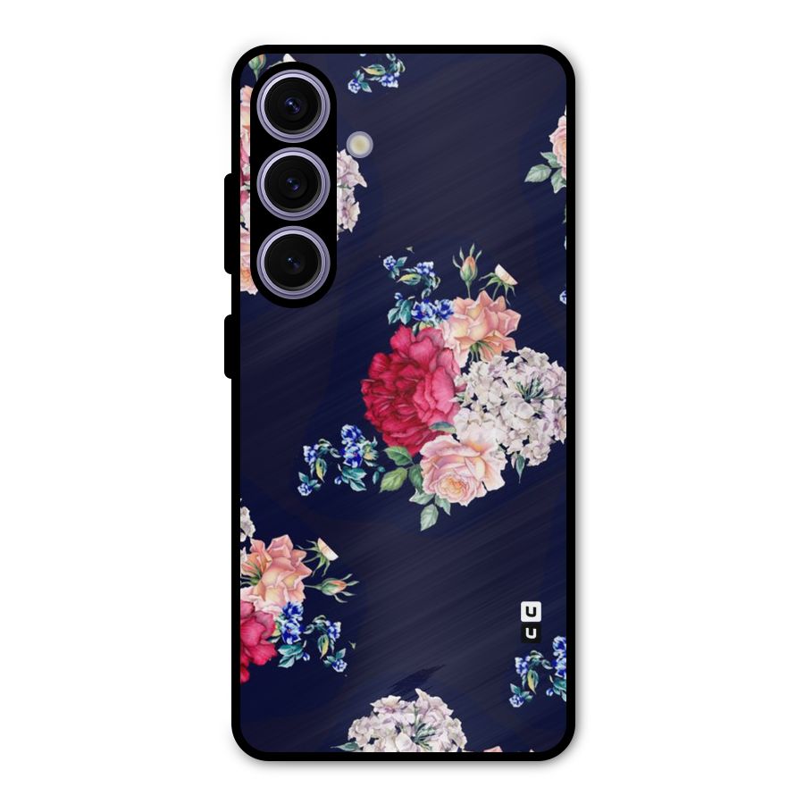 Magenta Peach Floral Metal Back Case for Galaxy S24