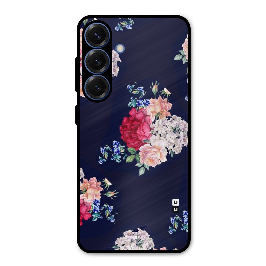Magenta Peach Floral Metal Back Case for Galaxy S25