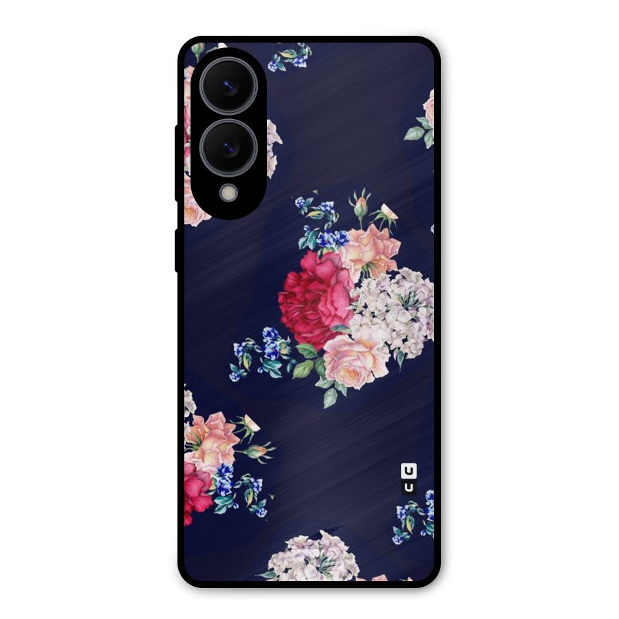 Magenta Peach Floral Metal Back Case for Galaxy S25 Edge