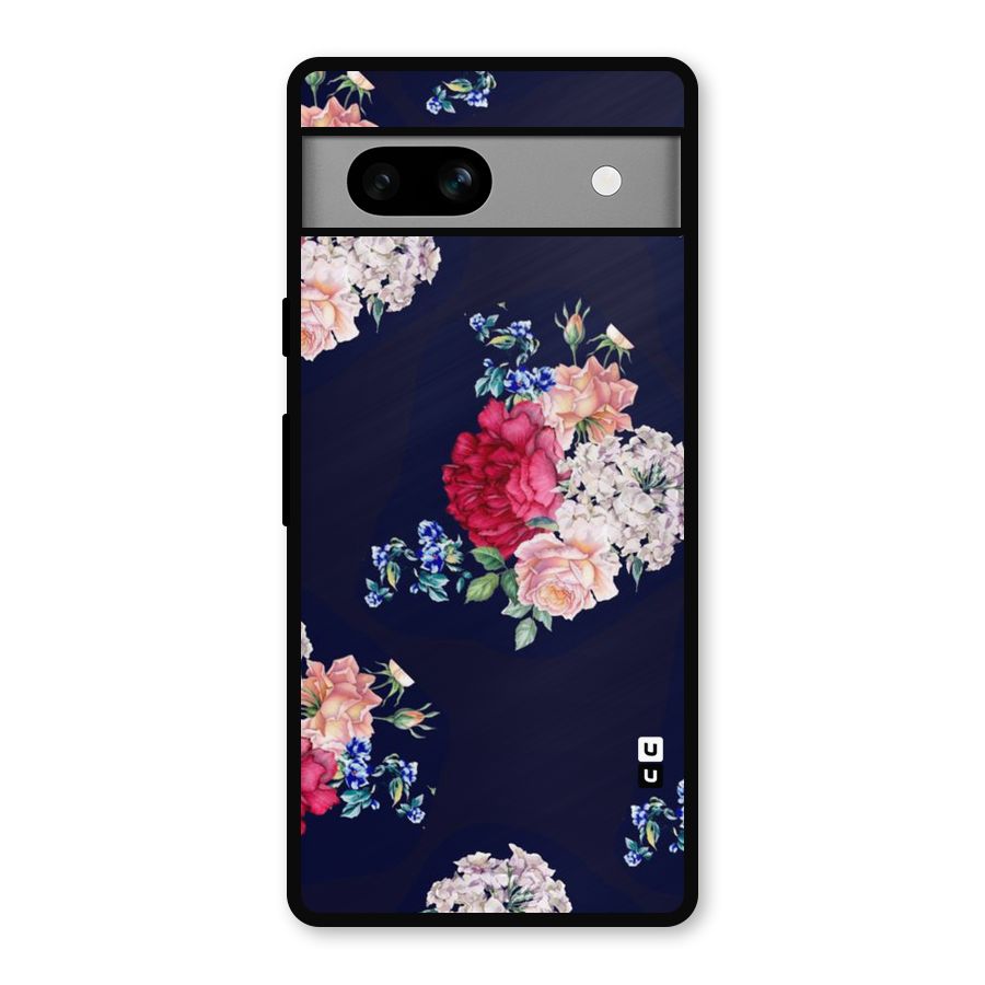 Magenta Peach Floral Metal Back Case for Google Pixel 7a